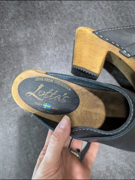 Lotta From Stockholm Black Leather Platform Clogs Sz 40 - Picture 4 of 5